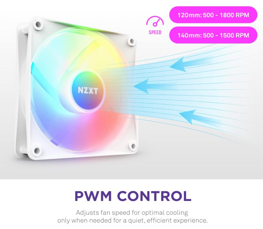 NZXT F120 RGB Core – 120 mm nabenmontierter RGB-Lüfter – 8 einzeln ansteuerba...