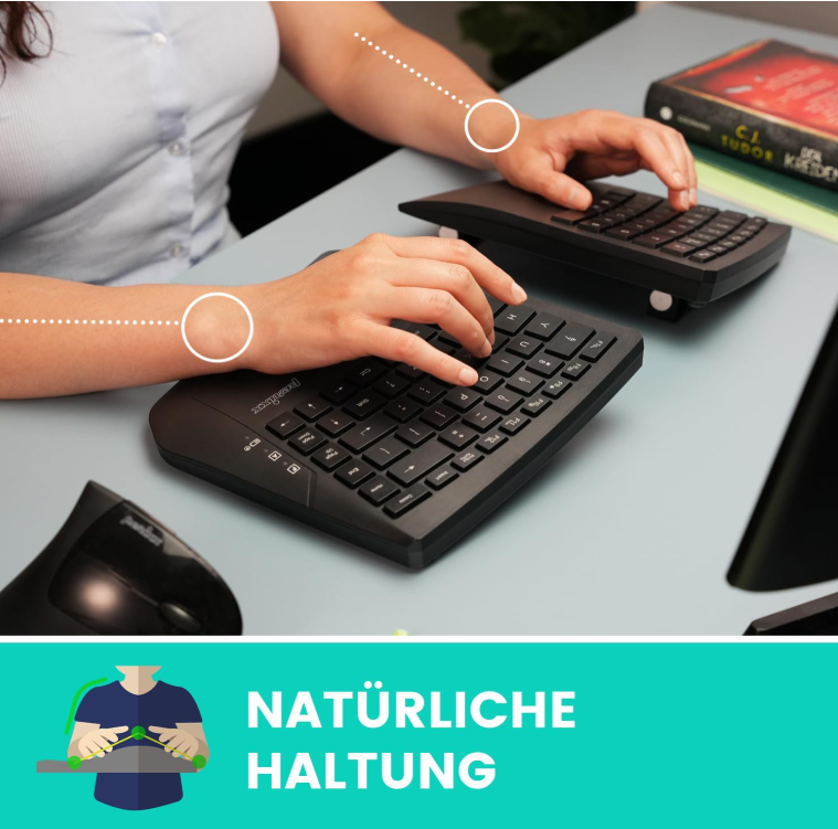 Perixx PERIBOARD-624B Kabellose Ergonomische Tastatur, Split-Design,UNVOLLSTÄNIG