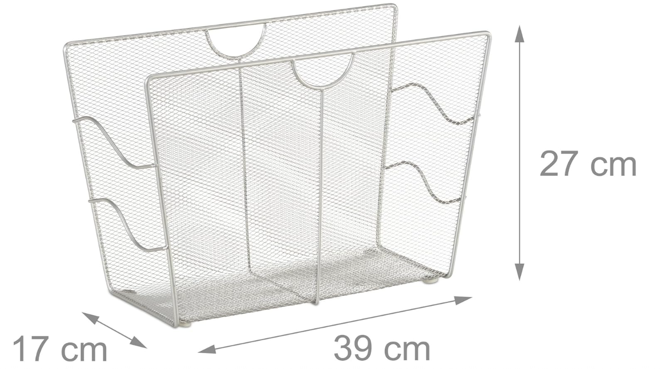 Relaxdays Zeitungsständer Mesh, Zeitschriftensammler Metall, Zeitungshalter steh