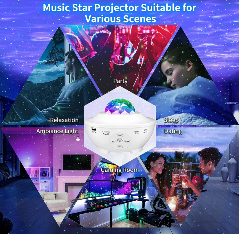 LED Sternenhimmel Projektor, Galaxy Nachtlicht Projektor mit Bluetooth Lautsprec