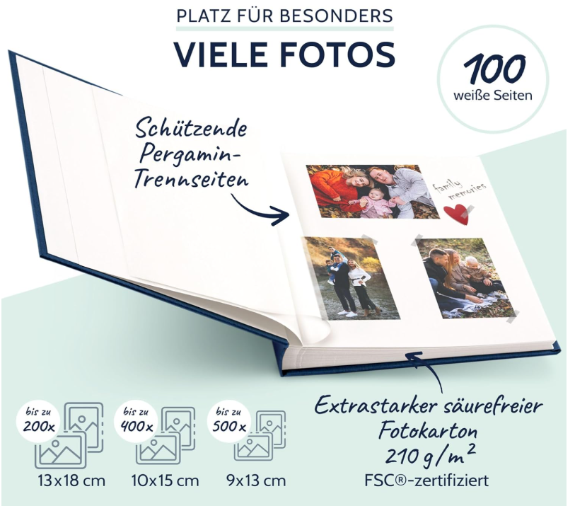 goldbuch 31708 Fotoalbum, Summertime, Fotobuch mit 100 weiße Seiten & Pergamin T