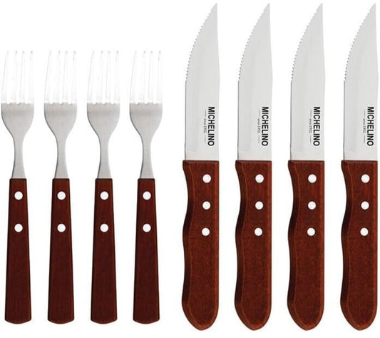 Michelino 8-tlg. Jumbo Steakbesteck Set Besteckset Gabel Messer für 4 Personen  