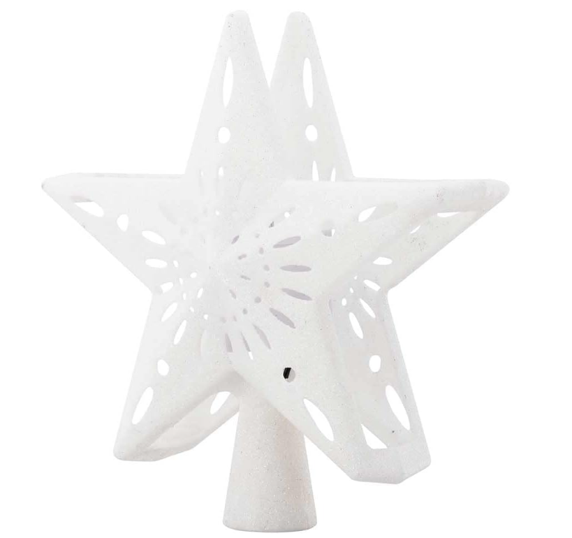 Bakaji Leuchtende Stern-Spitze mit reflektierendem Schneeflocken auf Decke, Höhe