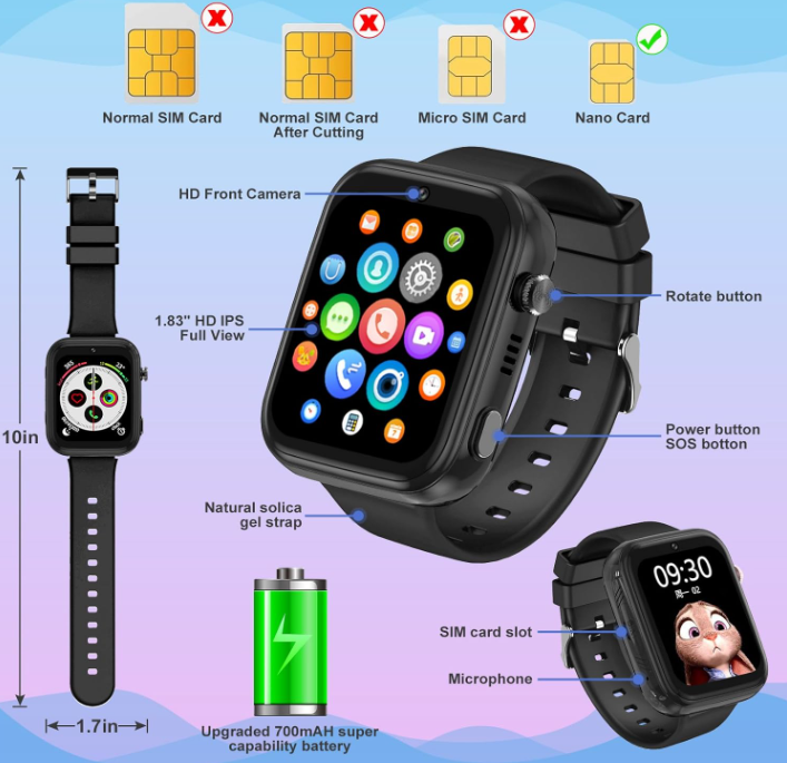 OKYUK 4G Smartwatch für Kinder, GPS-Tracker, wie neu