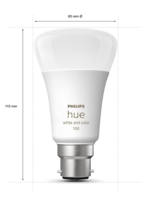 Philips Hue White & Colour Ambiance LED-Leuchtmittel, B22 Bajonettsockel, 1100 L