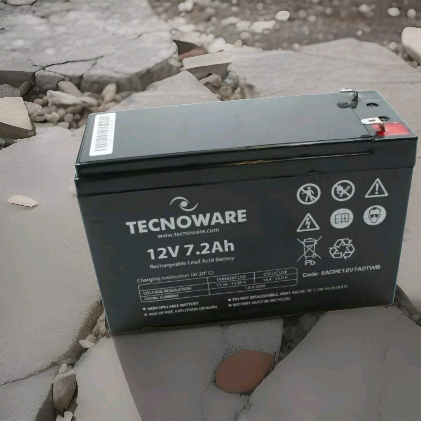 Tecnoware Hermetische Bleibatterie 12 V Kapazität 7,2 Ah USV Videoüberwachungs