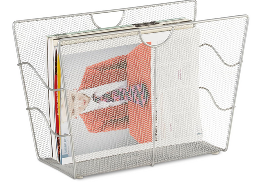 Relaxdays Zeitungsständer Mesh, Zeitschriftensammler Metall, Zeitungshalter steh