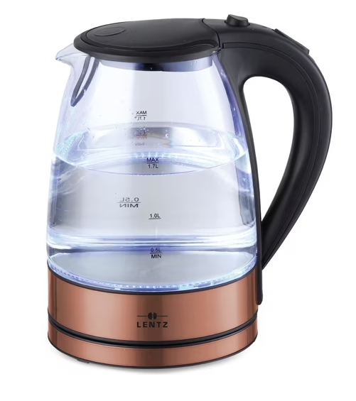 Wasserkocher 1,7 Liter LED-Glas-Wasserkocher bronze