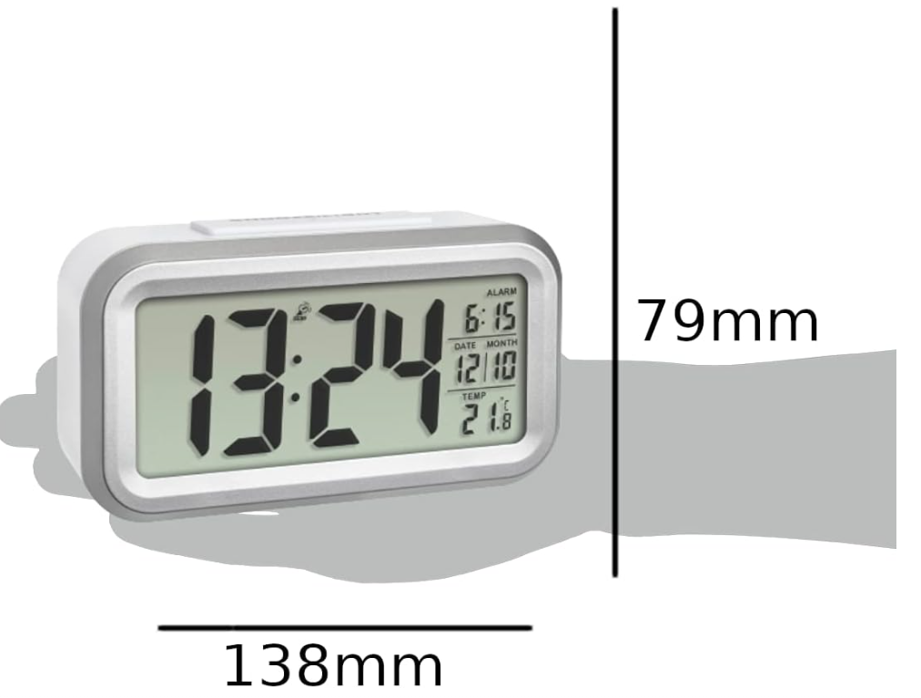 TFA Dostmann 60.2553.01 Funk Wecker Schwarz, Silber Alarmzeiten 1