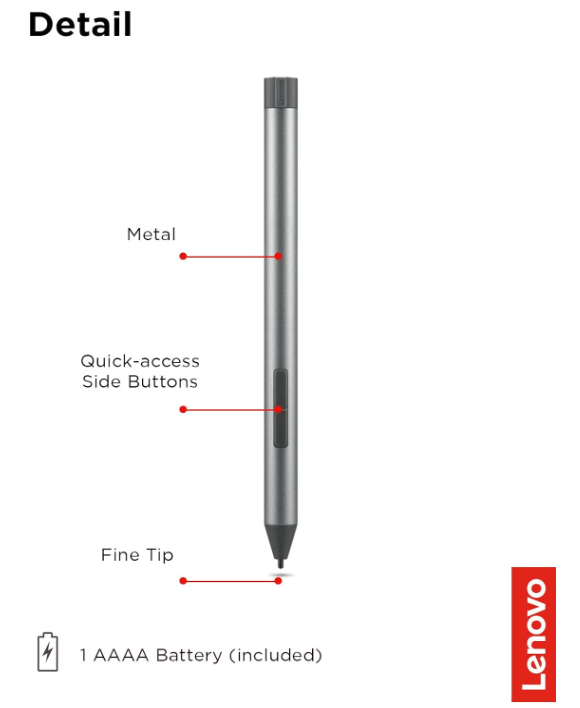 Lenovo Digital Pen 2 – Digitaler Stift Grau – Neu