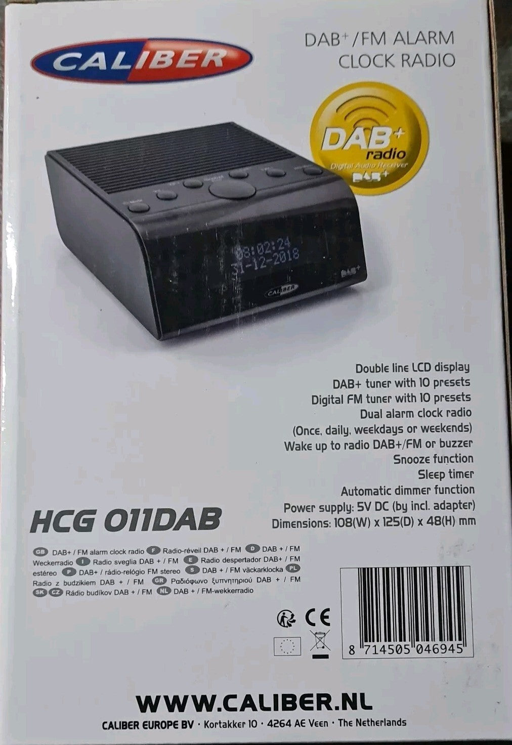 Caliber HCG011DAB DAB+ /FM Alarm Uhren Radiowecker Uhrenradio UKW Retro Schwarz
