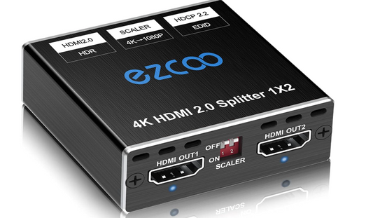 4K 60Hz HDMI Splitter 1x2 1080P 120Hz HDCP2.2 HDR 18Gbps UHD Dolby Vision Atmos
