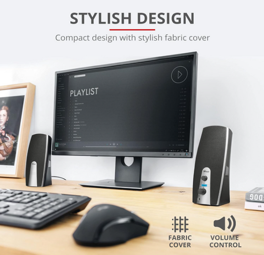 Trust Mila 2.0 PC Lautsprecher, 10 W (5 W RMS), Stereo Computer Boxen, Kopfhöhre